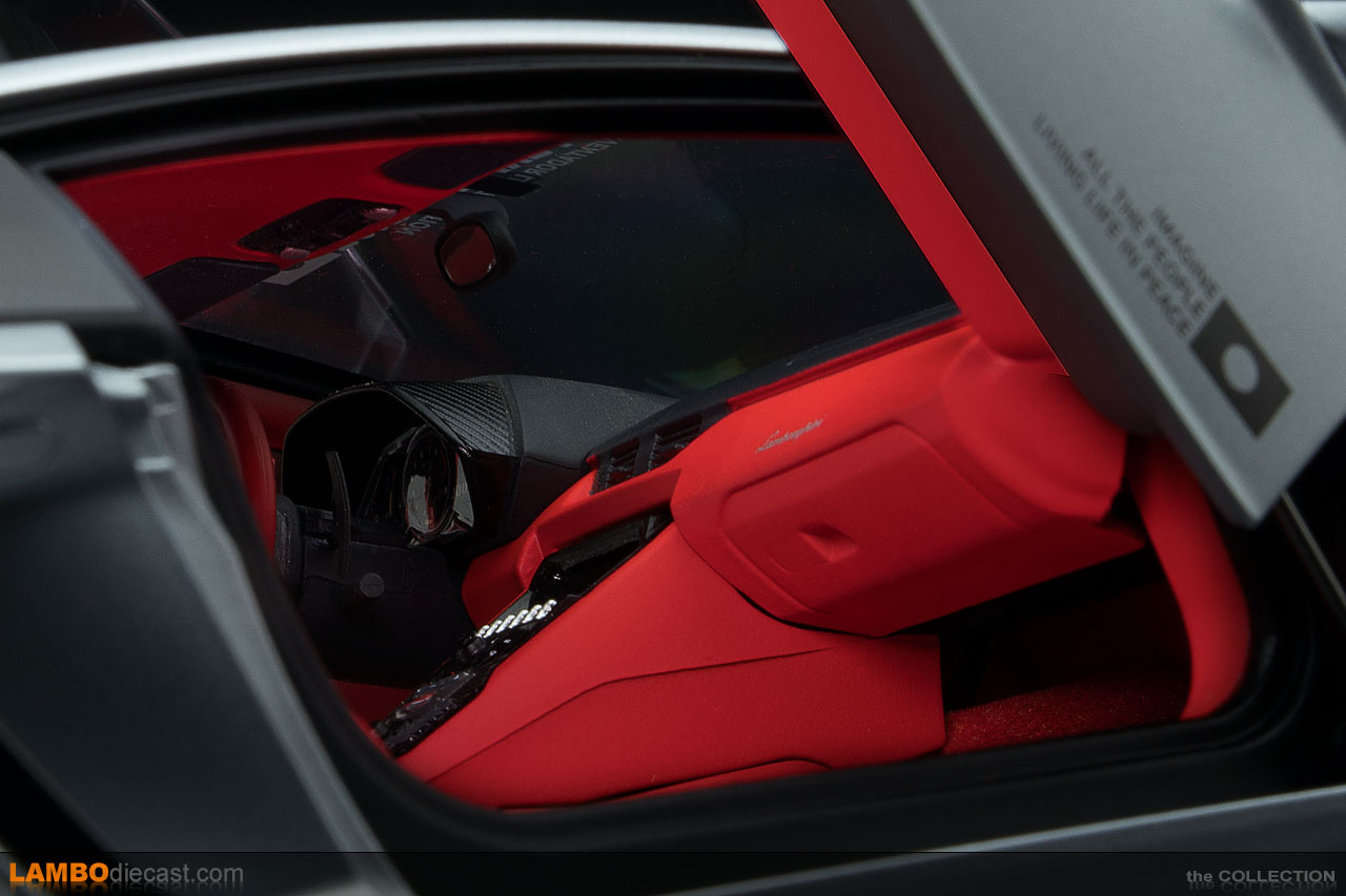 Interior view of the 1/18 scale Lamborghini LB-Works Aventador Limited Edition by AUTOart