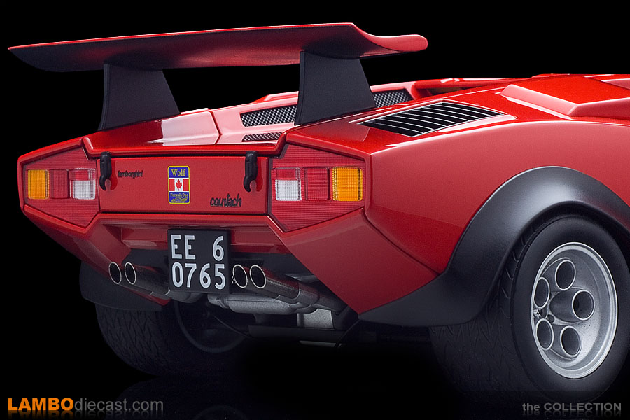 A closer look at that massive rear wing and wide tires on the Walter Wolf Countach