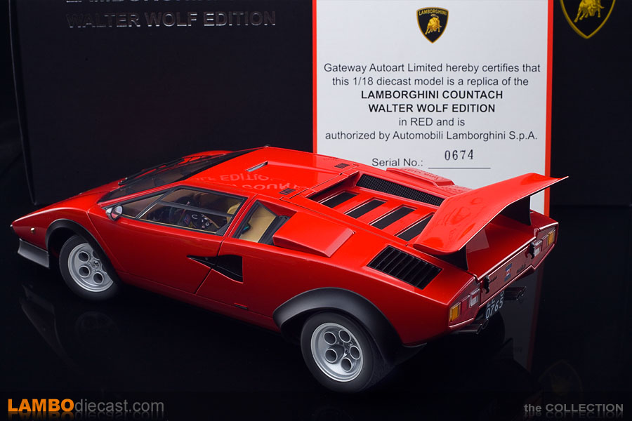 The AUTOart Lamborghini Countach Walter Wolf edition comes with a numbered certificate
