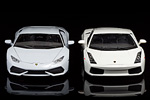 Full front view of the Huracan and the Gallardo