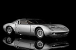 The bright silver metallic Lamborghini Miura SVJ